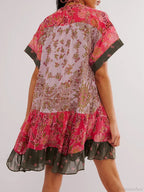 Summer Bohemian Babydoll Floral Print V-Neck Dress image 4