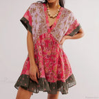 Summer Bohemian Babydoll Floral Print V-Neck Dress image 8