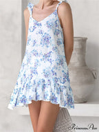 Summer Casual Camis Floral Print V Neck Mini Dress image 2