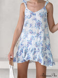 Summer Casual Camis Floral Print V Neck Mini Dress image 1