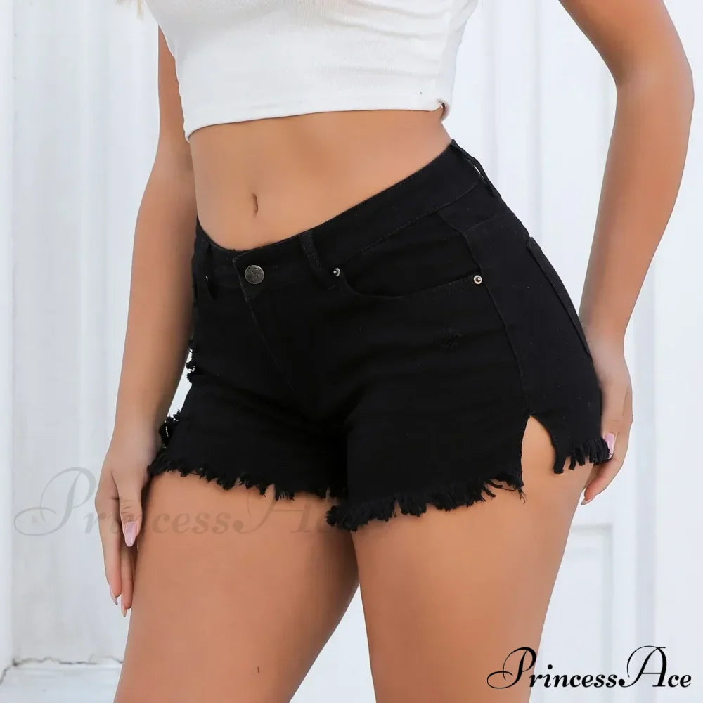 Summer Fashion Women High Waisted Denim Casual Tear Edge Short image 2