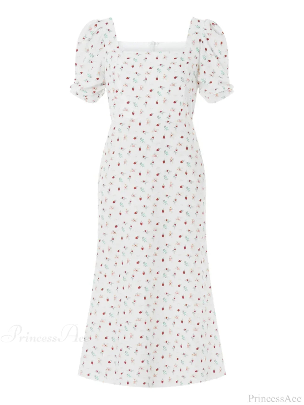 Summer Floral Midi Puff Sleeve A-Line Floral Dress image 7