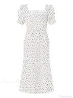 Summer Floral Midi Puff Sleeve A-Line Floral Dress image 7