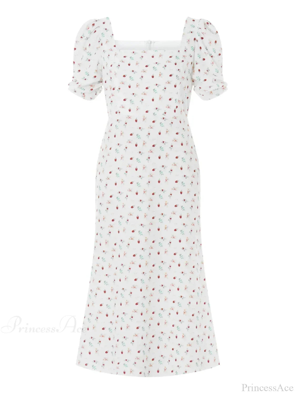 Summer Floral Midi Puff Sleeve A-Line Floral Dress image 7