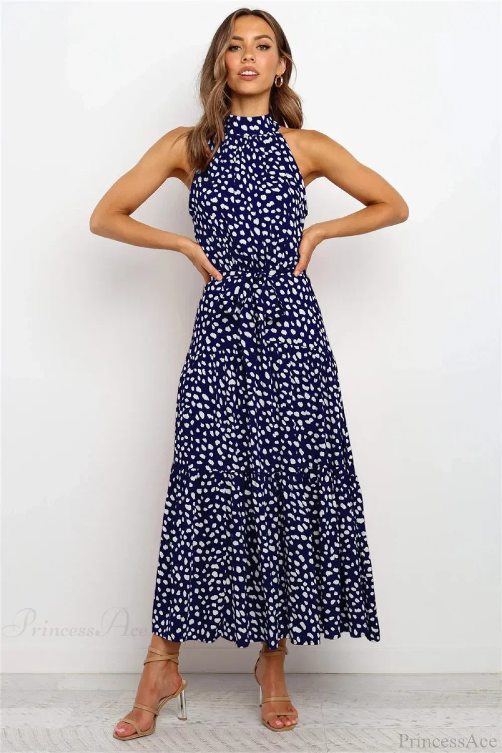 Summer Floral Print Halter Neck Beach Floral Dress image 15