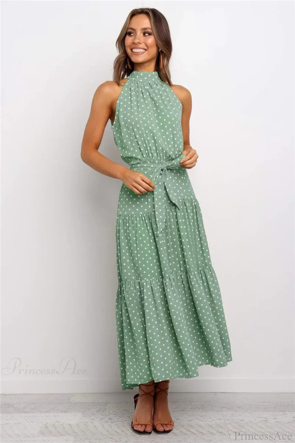 Summer Floral Print Halter Neck Beach Floral Dress image 9