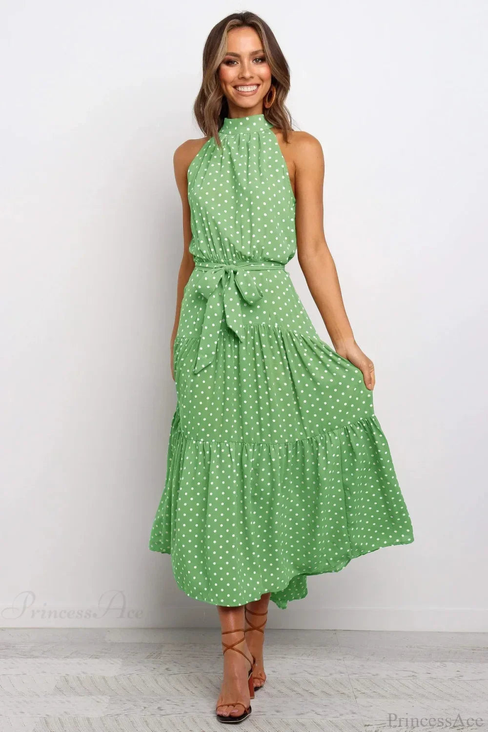 Summer Floral Print Halter Neck Beach Floral Dress image 4