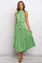 Summer Floral Print Halter Neck Beach Floral Dress image 4