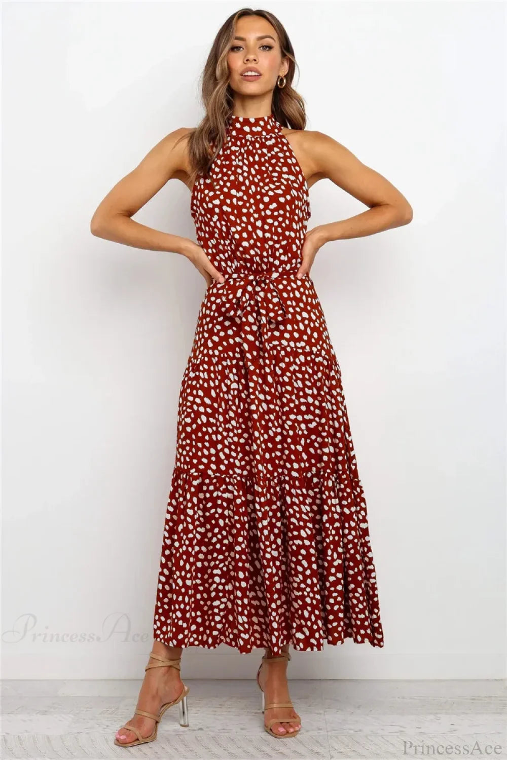 Summer Floral Print Halter Neck Beach Floral Dress image 13