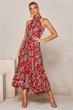 Summer Floral Print Halter Neck Beach Floral Dress image 12
