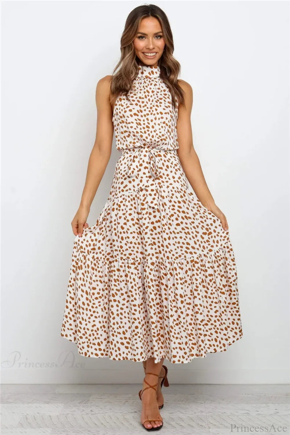 Summer Floral Print Halter Neck Beach Floral Dress image 14