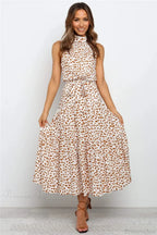 Summer Floral Print Halter Neck Beach Floral Dress image 14