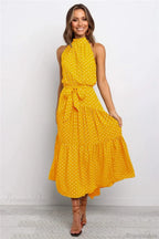 Summer Floral Print Halter Neck Beach Floral Dress image 5