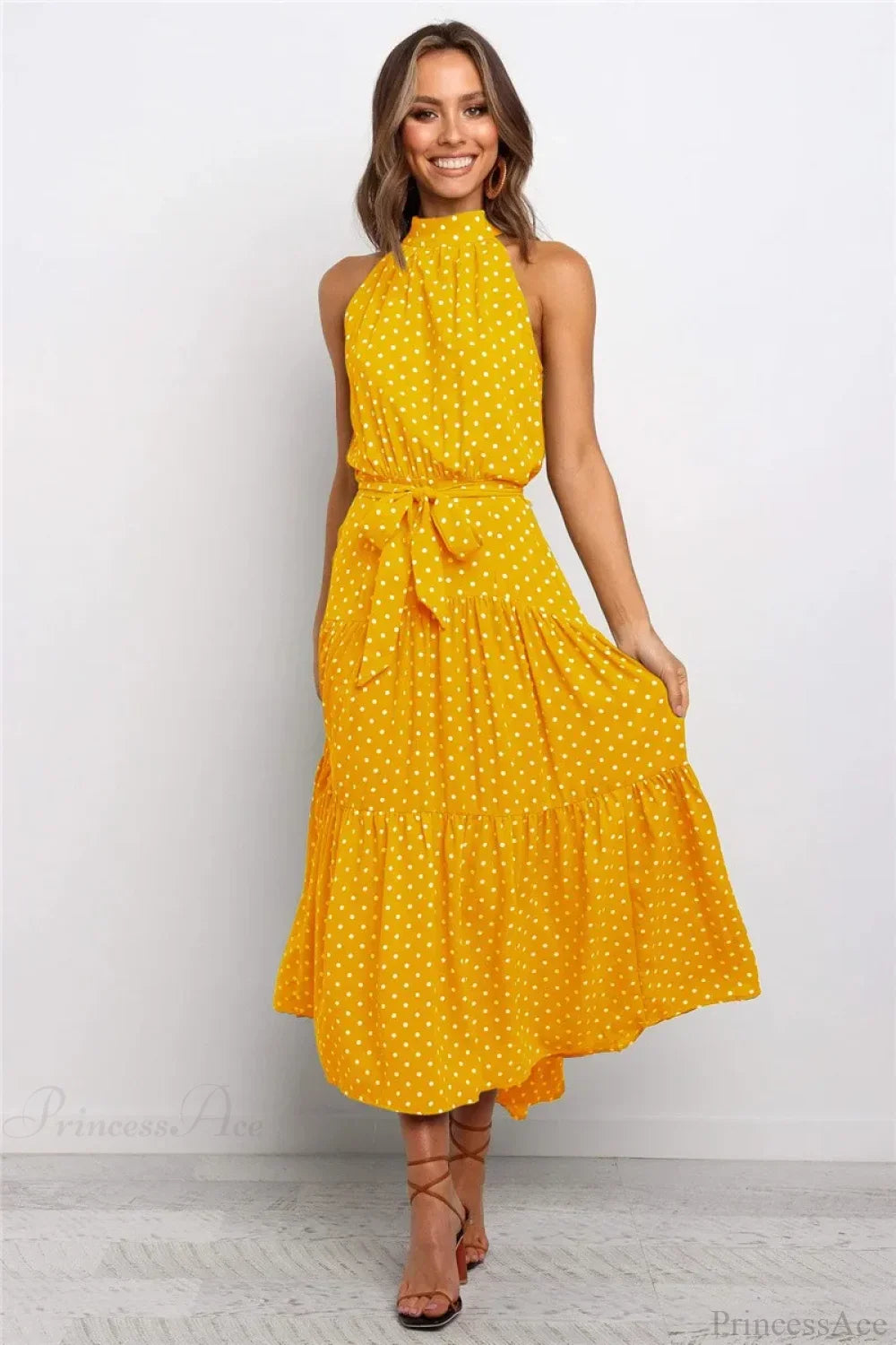 Summer Floral Print Halter Neck Beach Floral Dress image 5