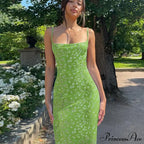 Summer Floral Print Sleeveless Y2K Boho Beach Party Club Casual Midi Dress image 7