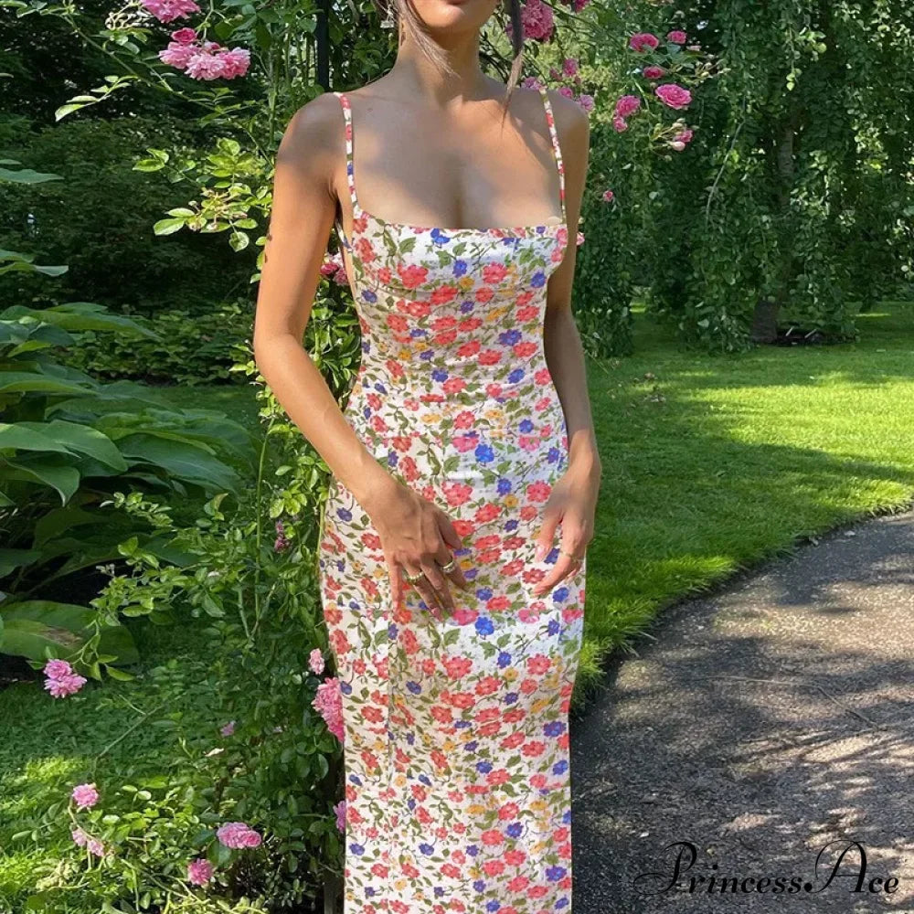 Summer Floral Print Sleeveless Y2K Boho Beach Party Club Casual Midi Dress image 10
