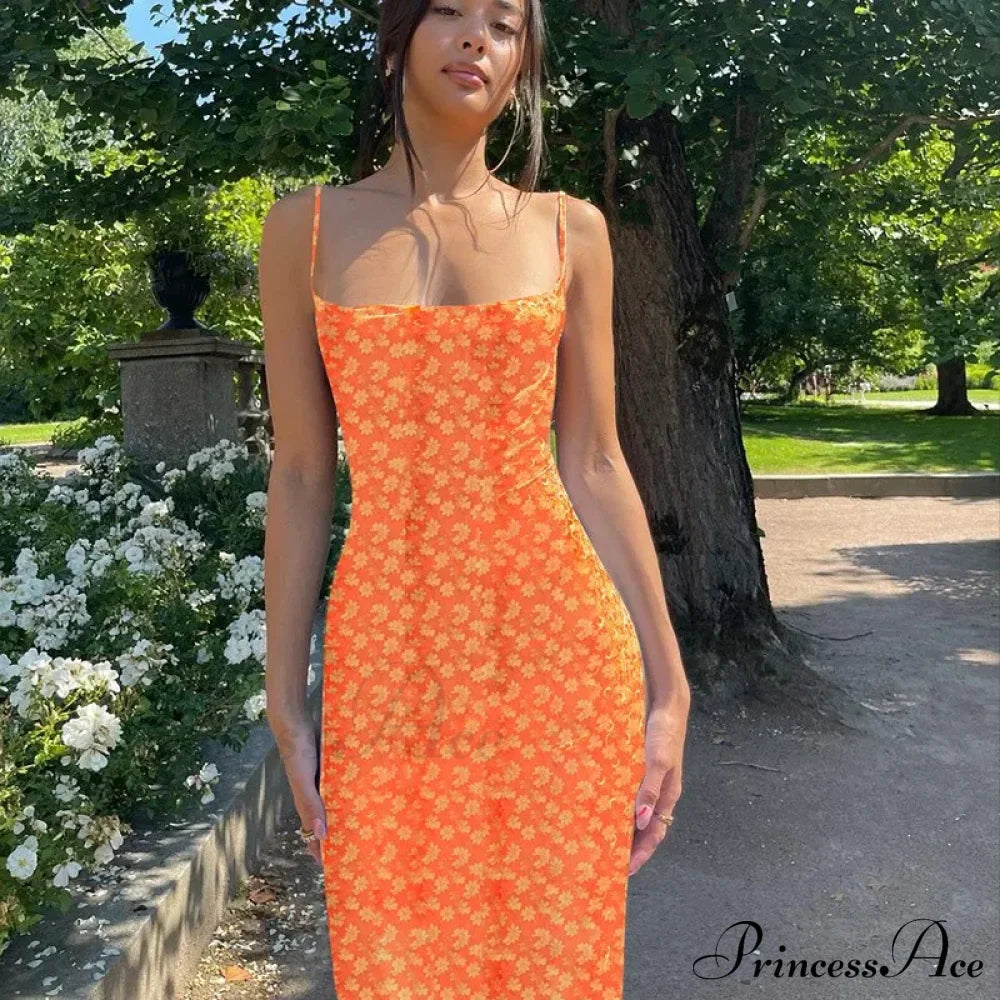 Summer Floral Print Sleeveless Y2K Boho Beach Party Club Casual Midi Dress image 8