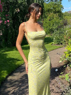 Summer Floral Print Sleeveless Y2K Boho Beach Party Club Casual Midi Dress image 1