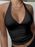 Summer Halter Camisole Women V-Neck Camis Skinny Backless Pink Corset Shirt Femmes Tank top image 3