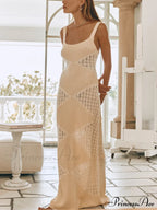 Summer Hollow See-through Charming Knitted Maxi Dress image 2