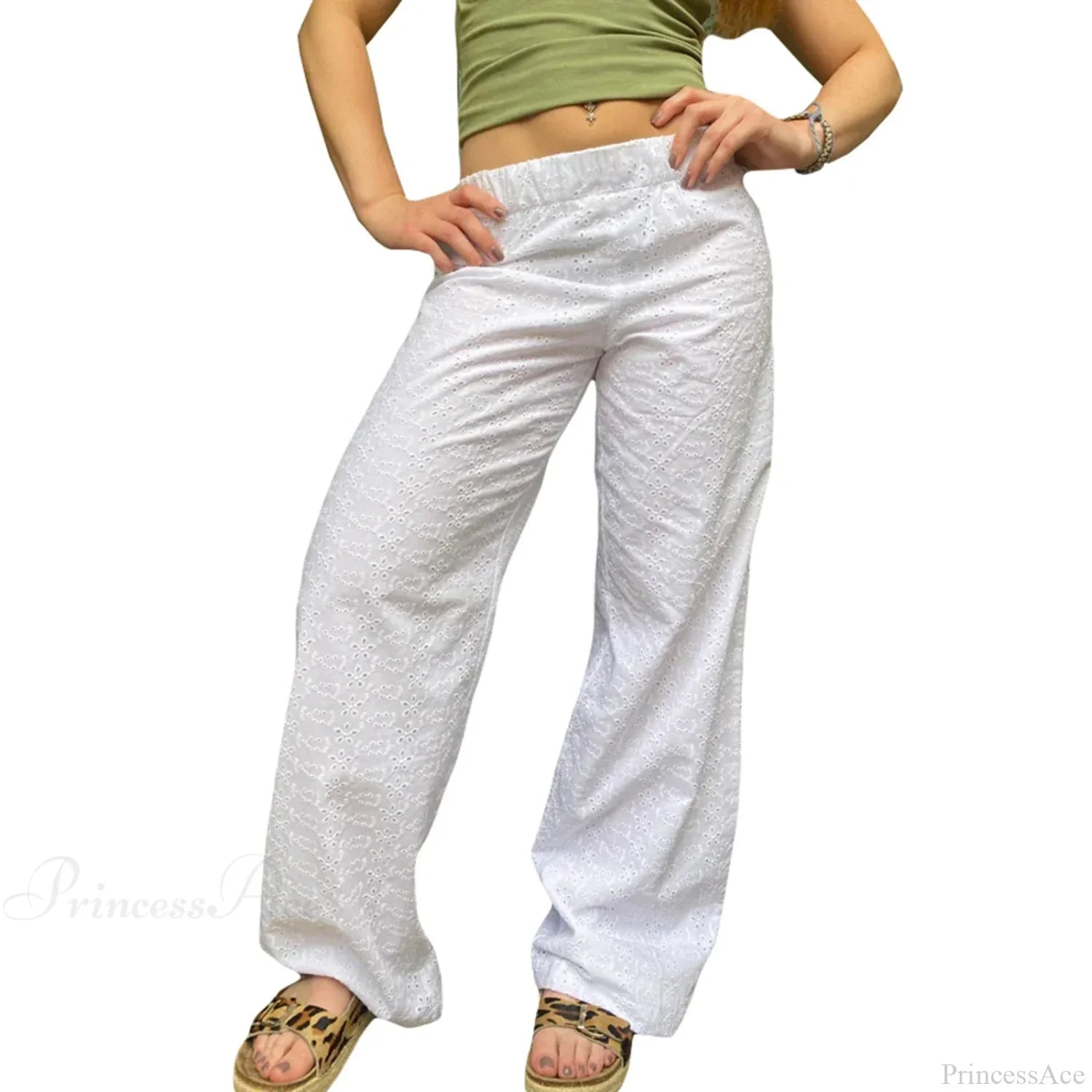 Summer Kawaii Eyelet Embroidery Palazzo Pant image 4