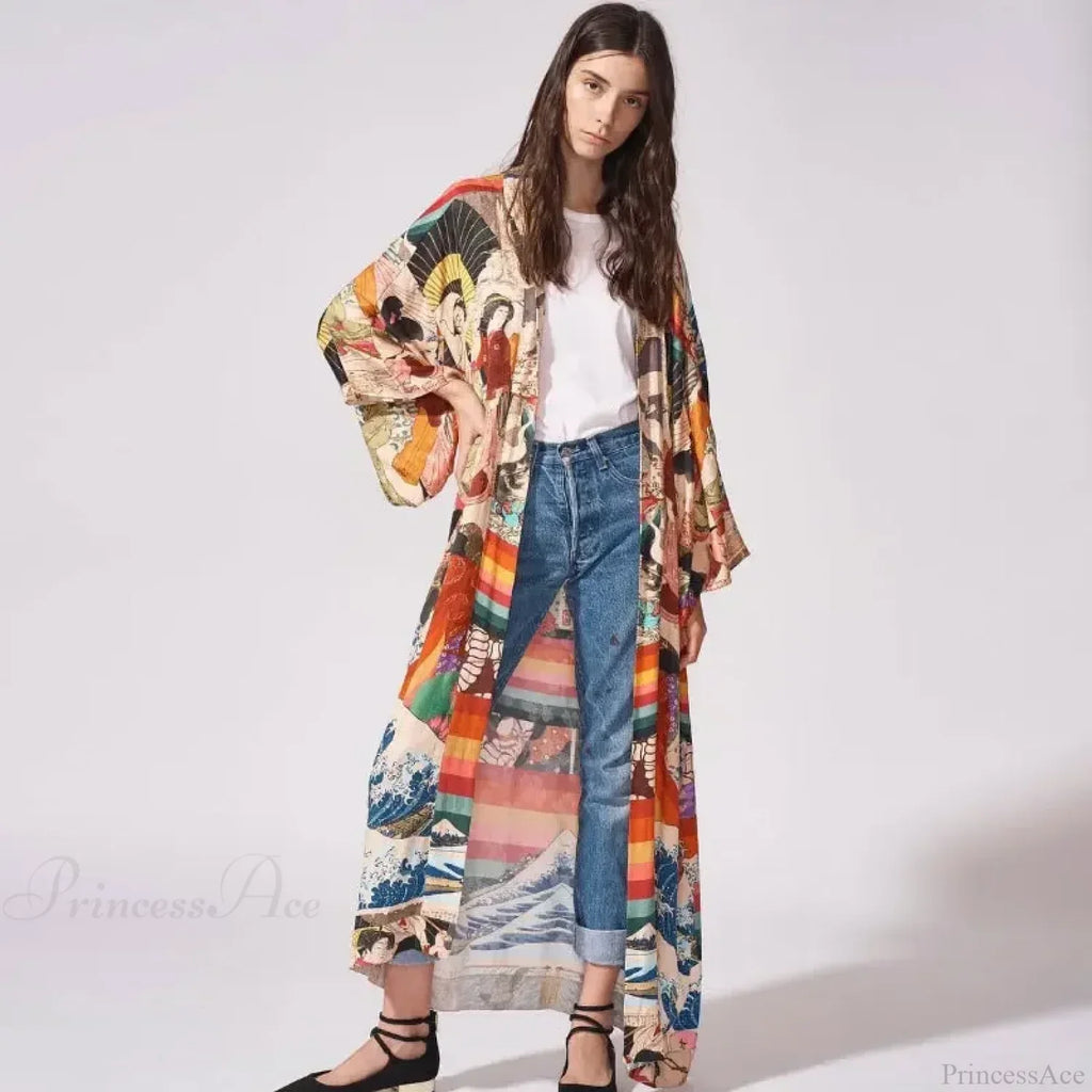 Summer Kimono Bikini Cover Up Boho Beach Chic Floral Print image 2