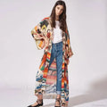 Summer Kimono Bikini Cover Up Boho Beach Chic Floral Print image 2