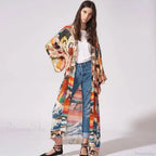 Summer Kimono Bikini Cover Up Boho Beach Chic Floral Print image 2