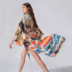 Summer Kimono Bikini Cover Up Boho Beach Chic Floral Print image 1