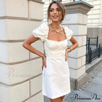 Summer Lace Linen Sexy Backless White Dress image 3