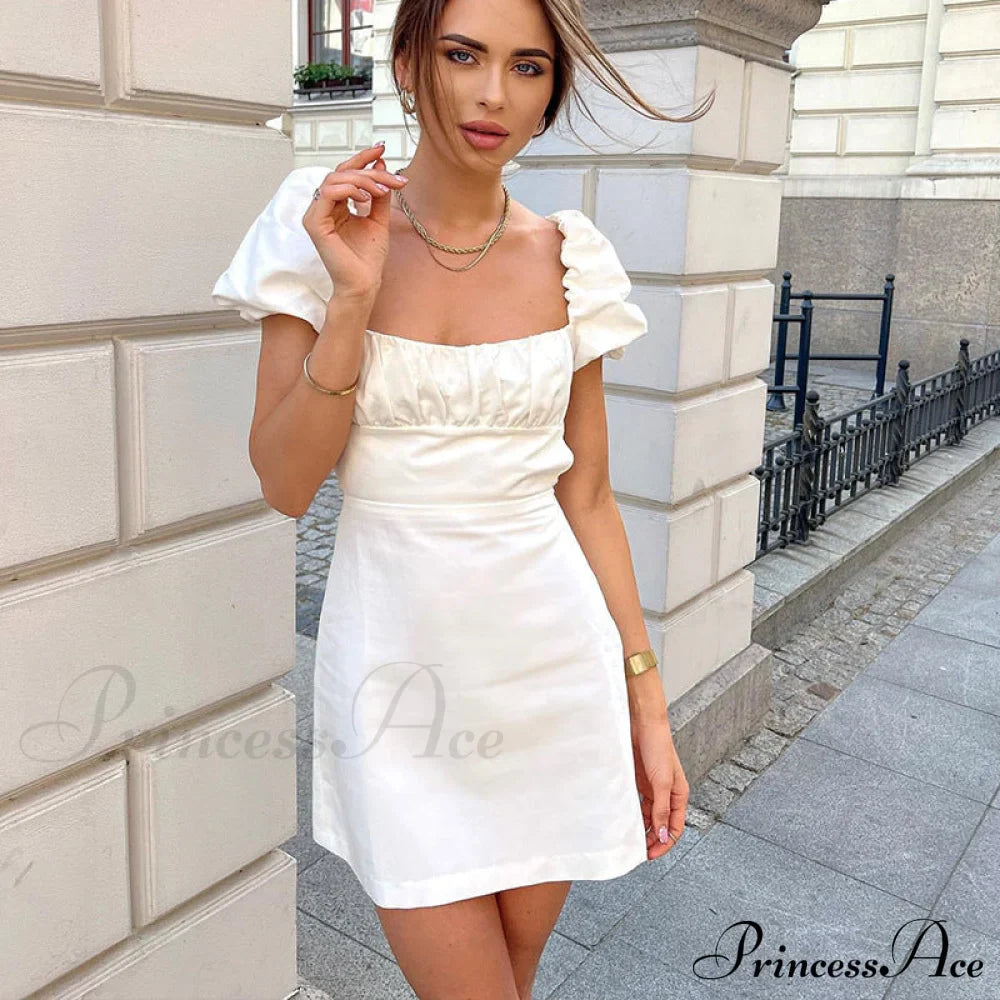 Summer Lace Linen Sexy Backless White Dress image 2