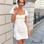 Summer Lace Linen Sexy Backless White Dress image 2