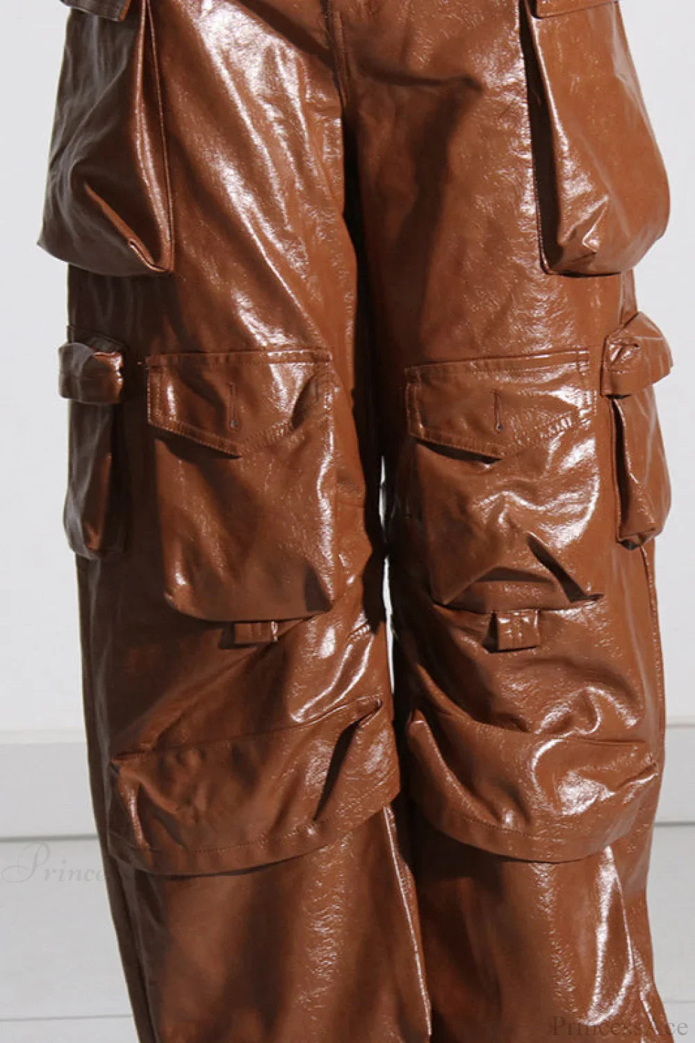 Summer Loose PU Leather Cargo Pants image 3