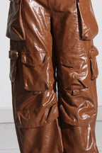 Summer Loose PU Leather Cargo Pants image 3