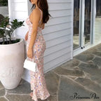 Summer Maxi Print Sleeveless Backless Lace Casual Elegant Club Party Bodycon Dress image 5
