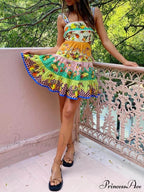 Summer MulticolorLemon Preated Charming Hem Mini Dress image 2