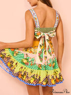 Summer MulticolorLemon Preated Charming Hem Mini Dress image 8