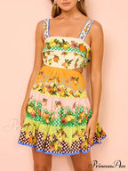 Summer MulticolorLemon Preated Charming Hem Mini Dress image 5