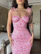 Summer Off Shoulder Lace Up Deep V Neck es Ladies Holiday Casual Long Woman Floral Dress image 2