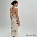 Summer Print Long Halter Backless Satin Split es Women Hot Vestidos Floral Dress image 7
