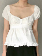 Summer Puff Short Sleeve Square Neck Blouse image 2