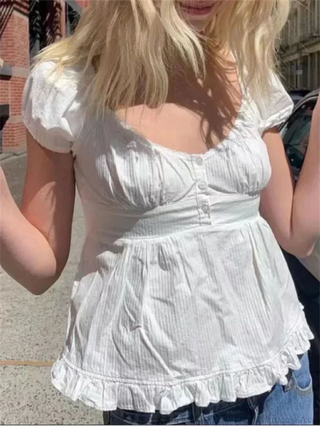 Summer Puff Short Sleeve Square Neck Blouse image 1