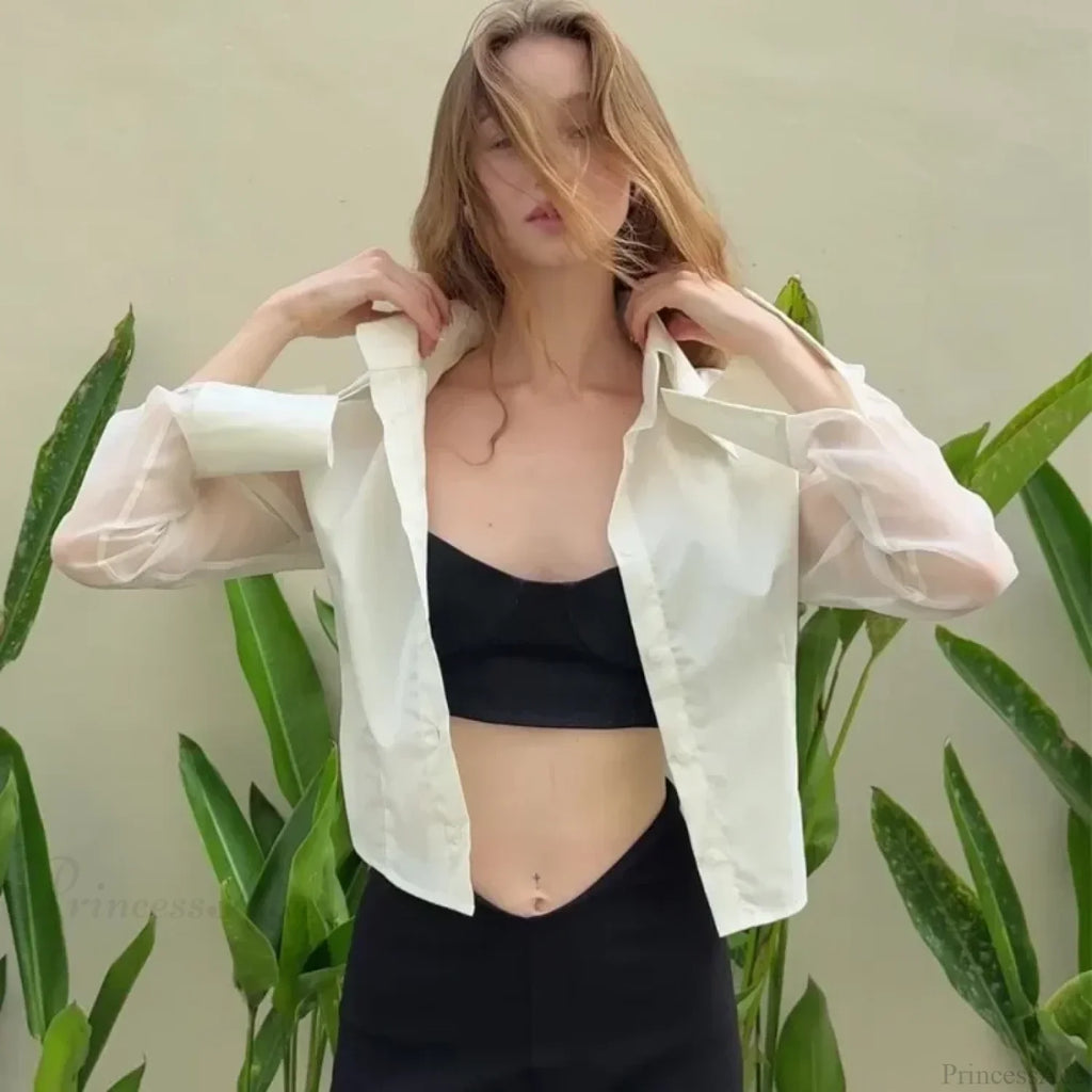 Summer See-Through Slim Blouse image 4