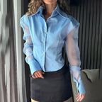 Summer See-Through Slim Blouse image 1