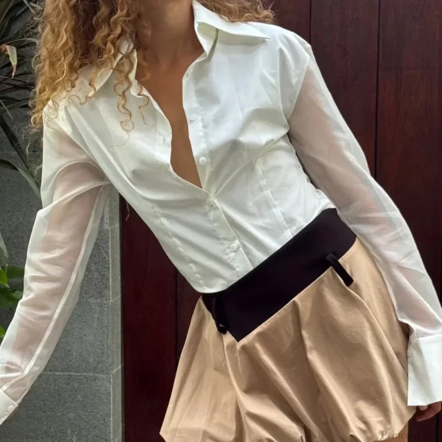 Summer See-Through Slim Blouse image 5