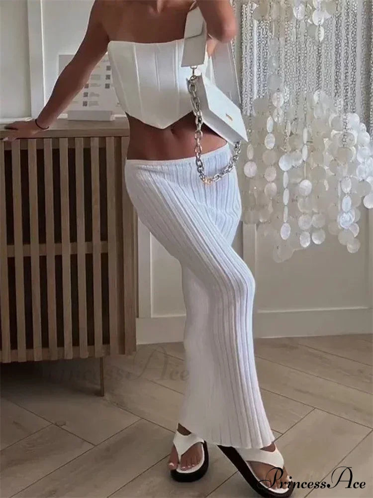 Summer Sexy Holiday Beach Dropped Waist See-Through White Trendy Maxi Skirt image 4