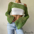 Summer Sexy Long Sleeve Smock Knitted Crop Top image 1