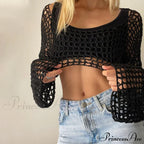 Summer Sexy Long Sleeve Smock Knitted Crop Top image 3
