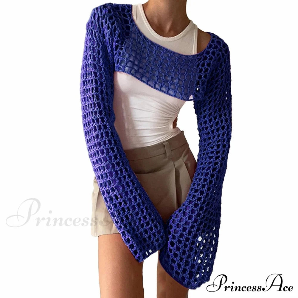 Summer Sexy Long Sleeve Smock Knitted Crop Top image 9
