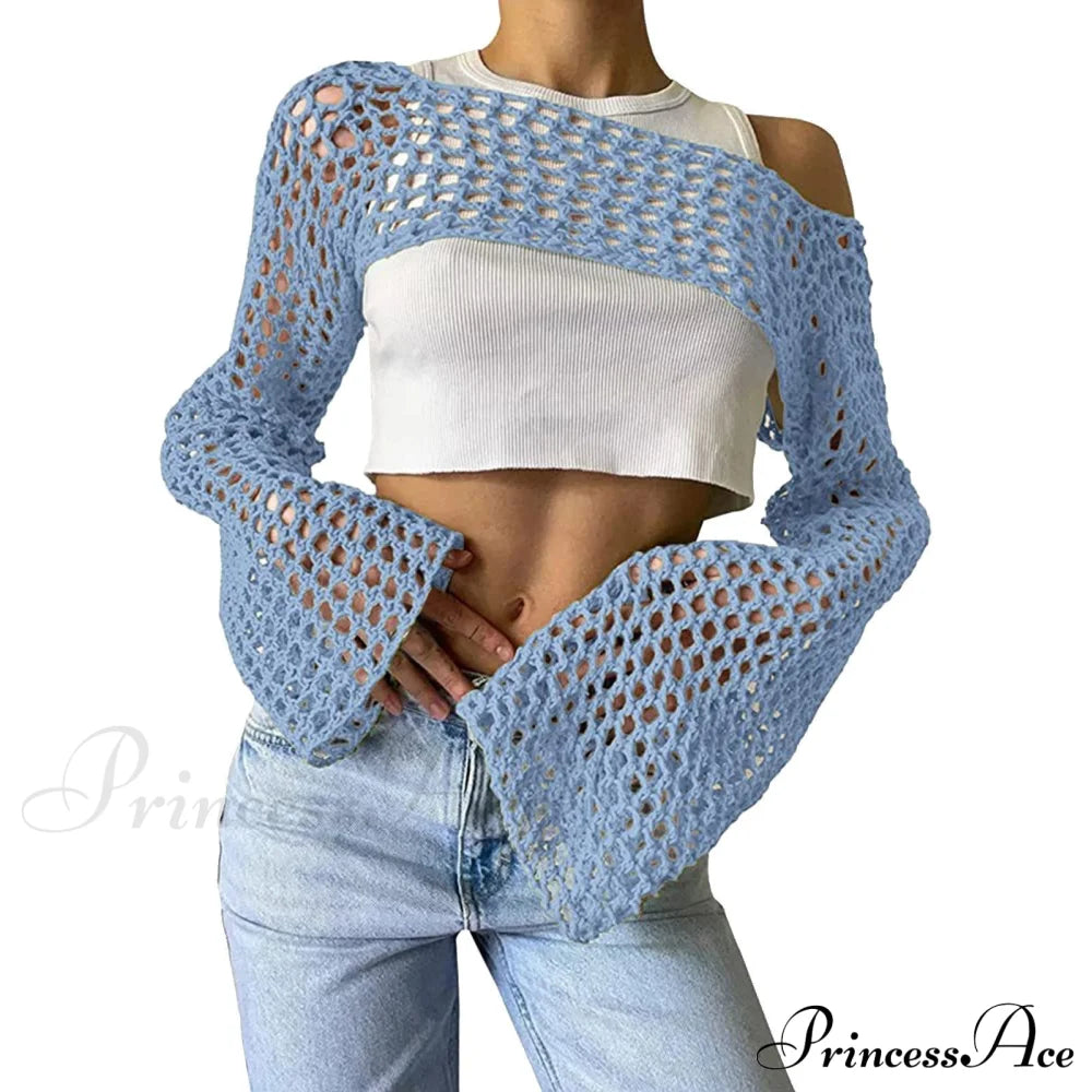 Summer Sexy Long Sleeve Smock Knitted Crop Top image 12